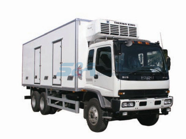 Isuzu F Double side door 280 HP refrigerated truck